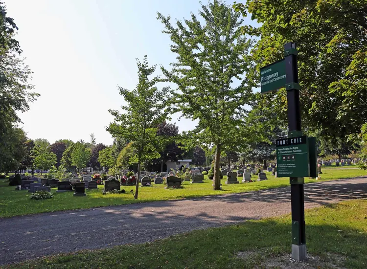 A large cemetery in the summer