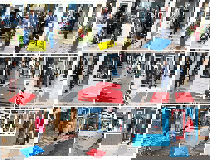 collage of businesses receiving stopgap ramps for accessibility