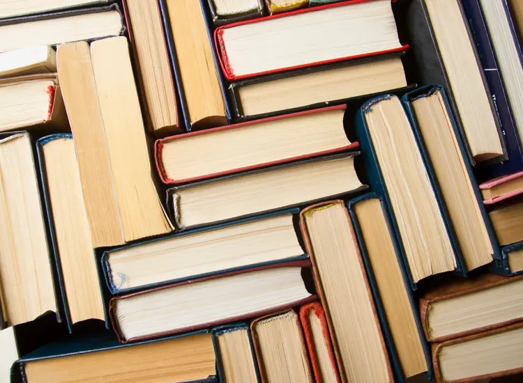 Books stacked onto one another